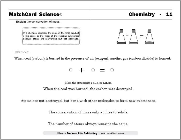 Conservation of mass worksheet answers