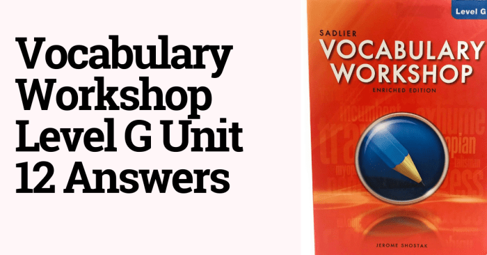 Vocabulary workshop level g answers unit 1